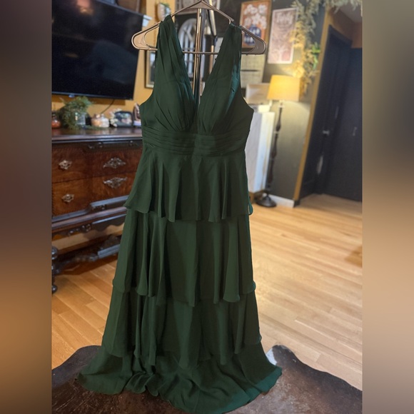 NWT BEAUTIFUL Chiffon Green Evening Gown sz 10 - Picture 1 of 6